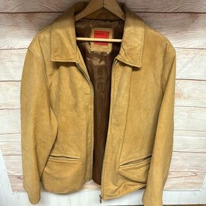 Offset genuine leather jacket